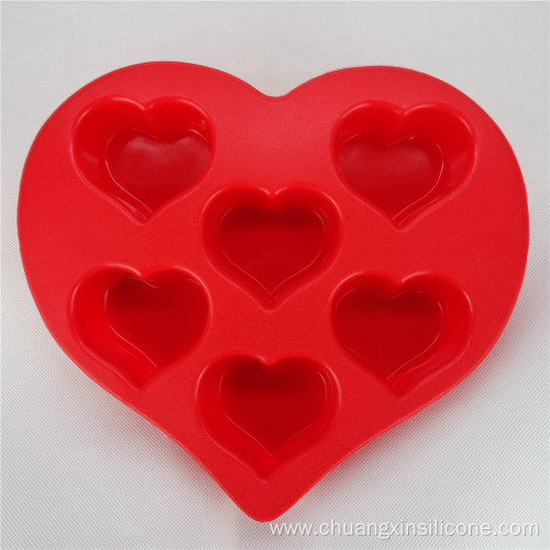 Silicone Bakeware Baking Pan Heart Shape 6-Cup